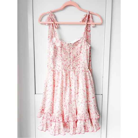 Pink floral chiffon ruffle dress - Picture 9 of 11